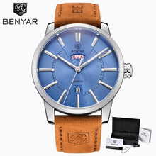 Load image into Gallery viewer, Business Fashion Men Watches Brown Luxury Military Leather Band Wristwatches  Date Week Display Watch
