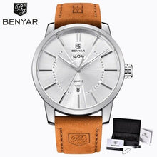 Load image into Gallery viewer, Business Fashion Men Watches Brown Luxury Military Leather Band Wristwatches  Date Week Display Watch
