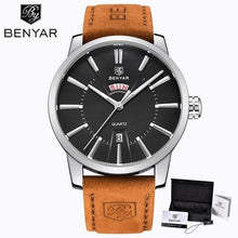 Load image into Gallery viewer, Business Fashion Men Watches Brown Luxury Military Leather Band Wristwatches  Date Week Display Watch
