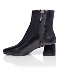Load image into Gallery viewer, Arina Dress Ankle Bootie with a Block Heel in Black Leather
