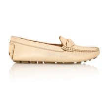 Load image into Gallery viewer, PIPER Leather Driving Loafer Gold Metallic
