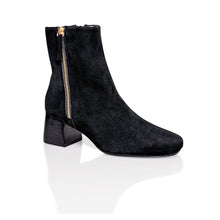 Load image into Gallery viewer, Arina Dress Ankle Bootie with a Block Heel in Black Suede
