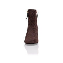 Load image into Gallery viewer, Arina Dress Ankle Bootie with a Block Heel in Café
