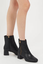 Load image into Gallery viewer, Arina Dress Ankle Bootie with a Block Heel in Black Leather
