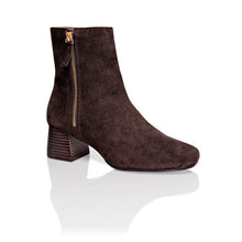 Load image into Gallery viewer, Arina Dress Ankle Bootie with a Block Heel in Café
