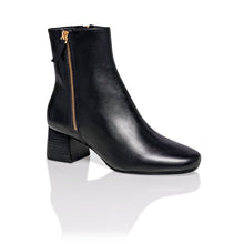 Load image into Gallery viewer, Arina Dress Ankle Bootie with a Block Heel in Black Leather
