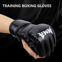 Load image into Gallery viewer, Professional Boxing Training Gloves Half Finger Leather Cushion for Adult Sanda Boxing UFC Training Sandbag Knuckles
