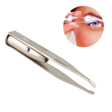 Load image into Gallery viewer, Professional Stainless Steel LED Hair Removal Lightweight Eyebrow Tweezers Makeup Tool With Battery
