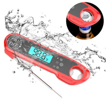 Load image into Gallery viewer, Professional Waterproof Digital Food Thermometer Pyrometer with Folding Foldable Probe Waterproof Digital Instant Read Meat Thermometer with 4.6” Folding Probe Backlight &amp; Calibration Function for Cooking Food Candy BBQ Grill for Kitchen Food Cooking

