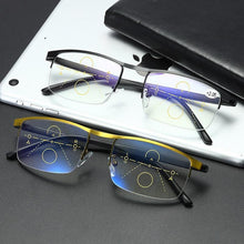 Load image into Gallery viewer, Progressive Reading Glasses Multifocal Anti Blue Ray Glass Glasses Half Frame Metal Alloy  For Men And Women Reading Glasses Anti Blue Ray Multifocus Reader
