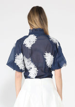 Load image into Gallery viewer, Puff sleeve embroidered organza top
