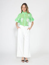 Load image into Gallery viewer, Puff sleeve embroidered organza top
