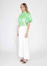 Load image into Gallery viewer, Puff sleeve embroidered organza top
