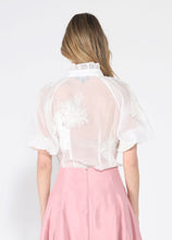 Load image into Gallery viewer, Puff sleeve embroidered organza top
