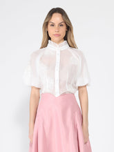 Load image into Gallery viewer, Puff sleeve embroidered organza top

