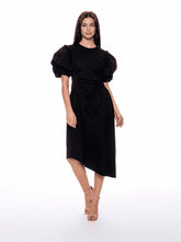 Load image into Gallery viewer, Puff Sleeve Ruched Pocketed Asymmetric Hem Dress
