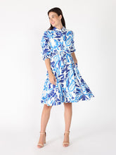 Load image into Gallery viewer, Puffed plated quater sleeve belt dress
