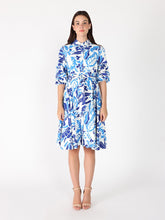 Load image into Gallery viewer, Puffed plated quater sleeve belt dress
