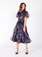 Load image into Gallery viewer, Puffed sleeve band collar belt dress
