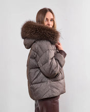 Load image into Gallery viewer, Remi Genuine Fur Trim Down Fill Jacket in Umber
