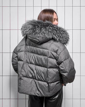 Load image into Gallery viewer, Remi Genuine Fur Trim Down Fill Jacket in Dark Grey
