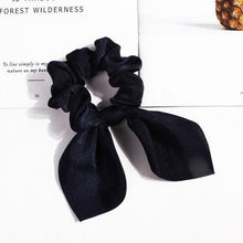 Load image into Gallery viewer, Pure Color Elastic Hair Band Rabbit Ear Bow Pearl Hair Rope Satin Ponytail Scrunchie Bobbles Elastic Hair Ties Ropes Ponytail Holder Accessories for Women And Girls
