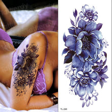 Load image into Gallery viewer, Purple 3D Flower Tattoos Waterproof Luxury Tattoo Rose Lotus Flower Body Art Fashion Stickers For Womens
