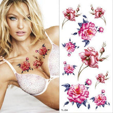 Load image into Gallery viewer, Purple 3D Flower Tattoos Waterproof Luxury Tattoo Rose Lotus Flower Body Art Fashion Stickers For Womens
