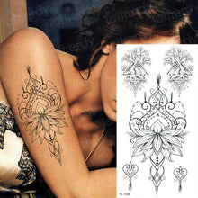 Load image into Gallery viewer, Purple 3D Flower Tattoos Waterproof Luxury Tattoo Rose Lotus Flower Body Art Fashion Stickers For Womens
