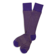 Load image into Gallery viewer, Purple / Gold Birdseye Dress Socks
