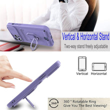 Load image into Gallery viewer, Purple Silicone Slide Camera Protector Case For iPhone 14 11 12 13 Pro Max X XR XS Magnetic Ring Card Holder Cover Heavy Duty Multifunctional Shockproof Magnetic Cover Case &amp; Holder
