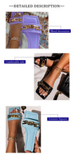 Load image into Gallery viewer, Purple Women's Slippers Summer Gold Chain Luxury Square Head Flat Heel Outdoor Beach Women Slides Sandals Leather Flat Sandals  Strap Slides With Chain Open Toe Summer Slippers
