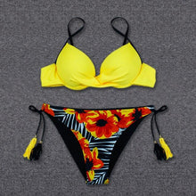 Load image into Gallery viewer, Push Up Bikini Floral Print Swimsuit Swimwear Women Bathing Suit Bikinis Set Brazilian Beach Female Wear Women's Bikini Swimsuits Floral Printed Bathing Suits for Women 2 Piece Bikini

