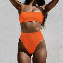 Load image into Gallery viewer, Push Up Bikini Set Swimsuits High Waist Swimwear Women Ribbed Bathing Suits Brazilian Bikinis Swimsuit for Women  Bottom Triangle Bikinis Top Bathing Suit
