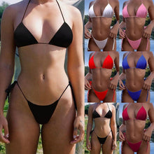 Load image into Gallery viewer, Push Up Bikini Set Swimsuits High Waist Swimwear Women Ribbed Bathing Suits Brazilian Bikinis Swimsuit for Women  Bottom Triangle Bikinis Top Bathing Suit
