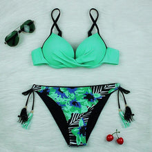 Load image into Gallery viewer, Push Up Bikinis 2022 New Swimwear Women's Bikini Swimsuits Floral Printed Bathing Suits for Women 2 Piece Bikini Women Floral Print Bikini Sets Swimsuit Beach Wear Bathing Suit Female  Two Pieces
