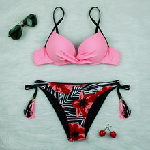 Load image into Gallery viewer, Push Up Bikinis 2022 New Swimwear Women's Bikini Swimsuits Floral Printed Bathing Suits for Women 2 Piece Bikini Women Floral Print Bikini Sets Swimsuit Beach Wear Bathing Suit Female  Two Pieces
