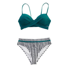 Load image into Gallery viewer, Push Up Floral Bikini Sets Women Two Pieces Swimsuits Women's Bathing Suits Push Up Halter Bandage Bikini Floral Printing Swim Bottoms Two Piece Swimsuits New Girl Beach Bathing Suits Swimwear
