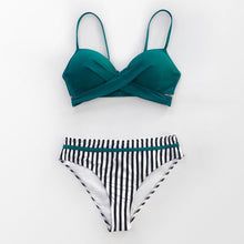 Load image into Gallery viewer, Push Up Floral Bikini Sets Women Two Pieces Swimsuits Women's Bathing Suits Push Up Halter Bandage Bikini Floral Printing Swim Bottoms Two Piece Swimsuits New Girl Beach Bathing Suits Swimwear
