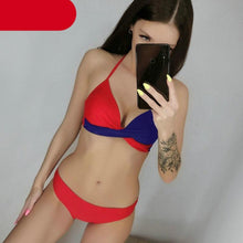 Load image into Gallery viewer, Push Up Women Bikinis Swimwear  Women's Bathing Suits Push Up Halter Bandage Bikini Floral Printing Swim Bottoms Two Piece Swimsuits Women Swimsuits Bathing Suit Halter  Leaf Print Beach Wear Plus Size
