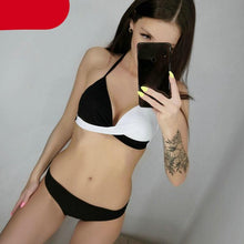 Load image into Gallery viewer, Push Up Women Bikinis Swimwear  Women's Bathing Suits Push Up Halter Bandage Bikini Floral Printing Swim Bottoms Two Piece Swimsuits Women Swimsuits Bathing Suit Halter  Leaf Print Beach Wear Plus Size
