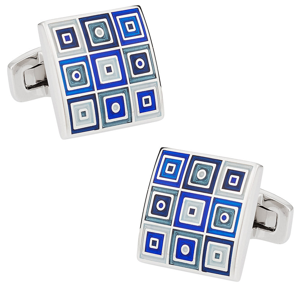 Quilted Cufflinks in Blue
