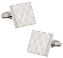 Load image into Gallery viewer, Quilted Metallic Brushed Silvertone Cufflinks
