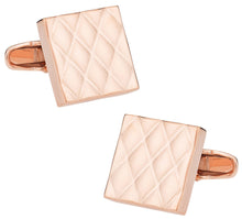 Load image into Gallery viewer, Quilted Metallic Rose Gold Cufflinks
