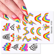 Load image into Gallery viewer, Rainbow Wave Love Heart Pattern Water Decals Stickers Butterfly Dragon Geometry Slider For Nails Art Decoration Tip Water Transfer Nail Decals Sticker For Pretty Girl Self-Adhesive Nail Decals Designer Nail Stickers for Acrylic
