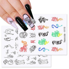 Load image into Gallery viewer, Rainbow Wave Love Heart Pattern Water Decals Stickers Butterfly Dragon Geometry Slider For Nails Art Decoration Tip Water Transfer Nail Decals Sticker For Pretty Girl Self-Adhesive Nail Decals Designer Nail Stickers for Acrylic
