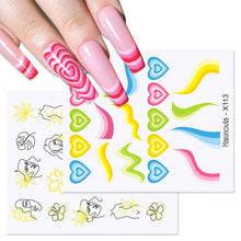 Load image into Gallery viewer, Rainbow Wave Love Heart Pattern Water Decals Stickers Butterfly Dragon Geometry Slider For Nails Art Decoration Tip Water Transfer Nail Decals Sticker For Pretty Girl Self-Adhesive Nail Decals Designer Nail Stickers for Acrylic
