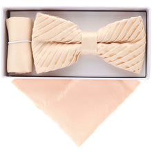 Load image into Gallery viewer, Vittorio Farina Pleated Bow Tie &amp; Pocket Square
