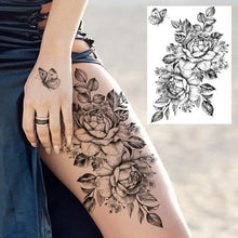Load image into Gallery viewer, Realistic Big Flower Temporary Waterproof Sticker Tattoos For Body Painting Arm Legs Fake Black Rose Tattoos For Womens
