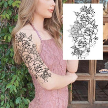 Load image into Gallery viewer, Realistic Big Flower Temporary Waterproof Sticker Tattoos For Body Painting Arm Legs Fake Black Rose Tattoos For Womens
